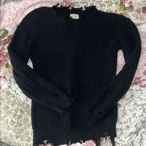 Chaser Black Ribbed Sweater